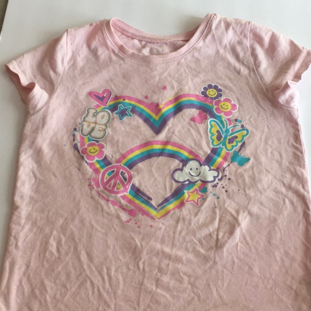 The Children's Place Pink Short Sleeve Tee with Heart Design